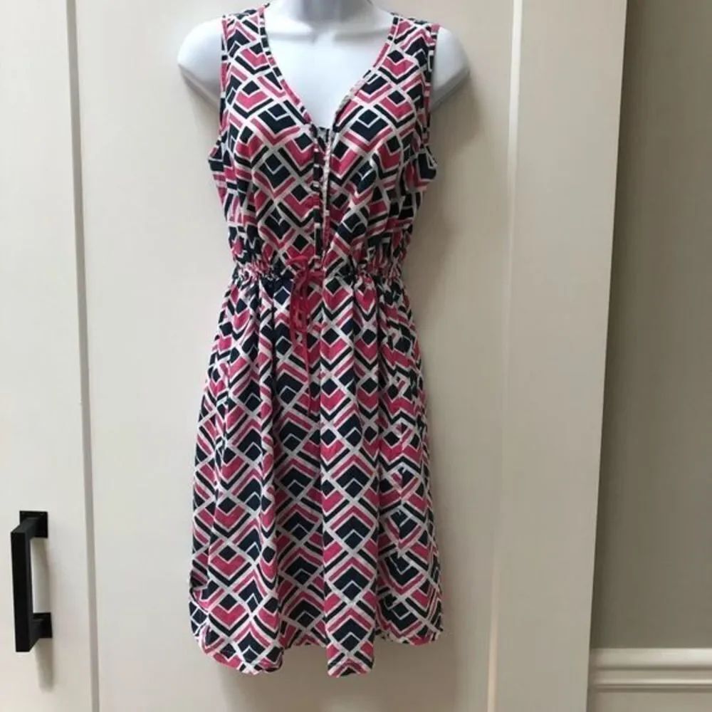Gap pink and navy diamond tie waist swim cover woman’s size‎ M